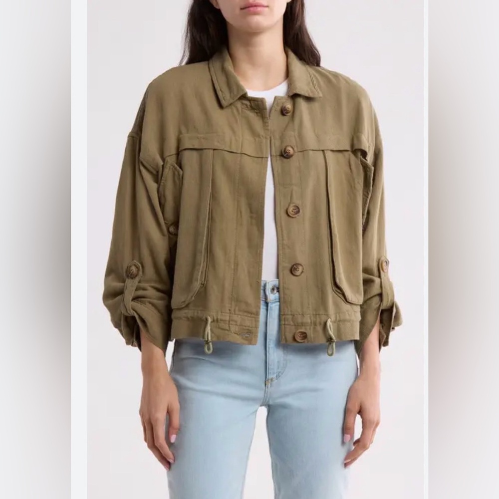 Blank NYC crop linen blend utility jacket